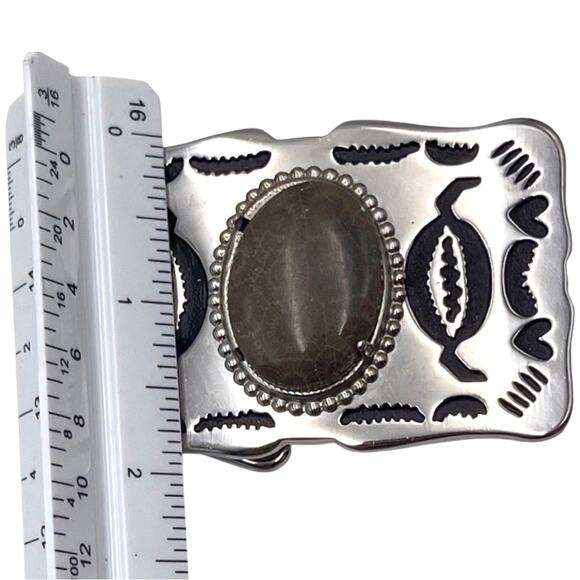 NATIVE TRIBAL real semi-precious gem stone embellished belt buckle (no leather) main image 6